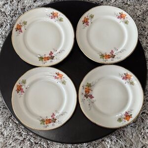 Winterling Germany Autumn Leaves Set of 4 Dessert Salad Plates Gold Trim Rim